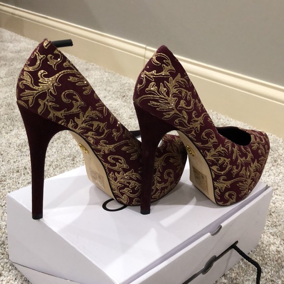Brand New Bebe Burgundy and Gold Heels - Picture 3 of 4